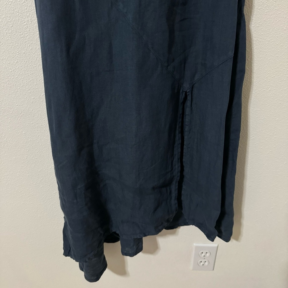 Flou Hemp Flax Asymmetric Hem Maxi Slip Dress Blue Adjustable Strap Fairy-S - Picture 4 of 8